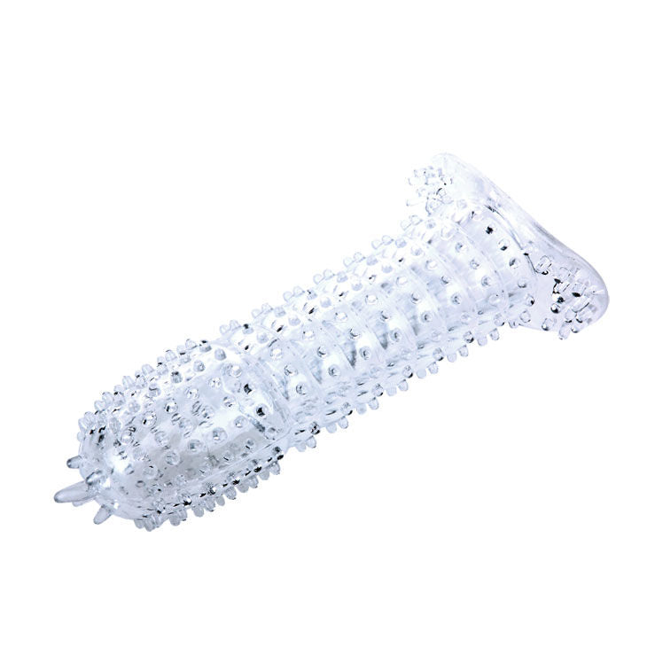 BAILE - FUNDA PENEANA CON PUNTOS ESTIMULANTES TRANSPARENTES 14 CM