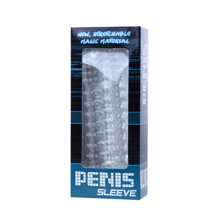 BAILE - FUNDA PENEANA CON PUNTOS ESTIMULANTES TRANSPARENTES 14 CM