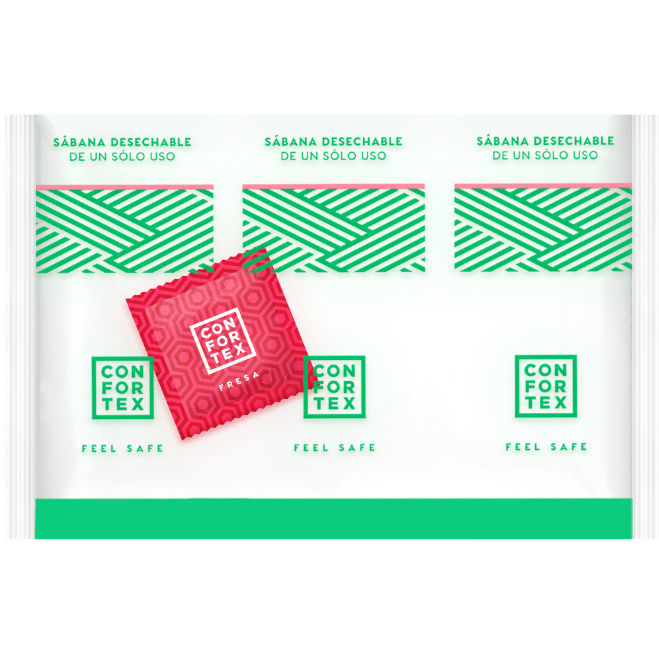 CONFORTEX - TOALLITAS HIGIÉNICAS DESECHABLES, BOLSA INDIVIDUAL + CONDÓN DE FRESA