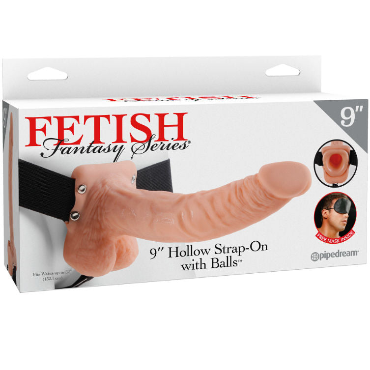FETISH FANTASY SERIES - CORREA HUECA 9 CON BOLAS 22,9 CM COLOR CARNE