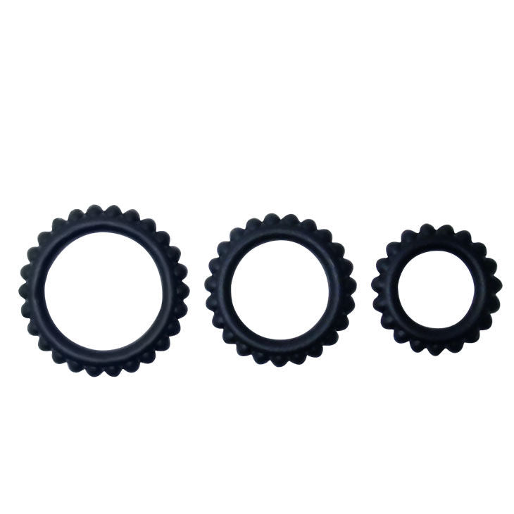 BAILE - SET 3 ANELLI PER EREZIONE TITAN NERO 2,8 + 2,4 + 1,9 CM