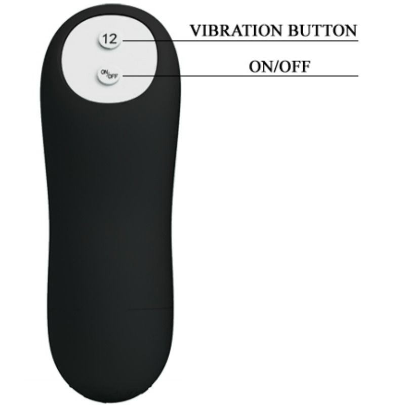 PRETTY LOVE - PLUG ANAL DE SILICONA CON FORMA DE PENE Y 12 MODOS DE VIBRACIÓN NEGRO