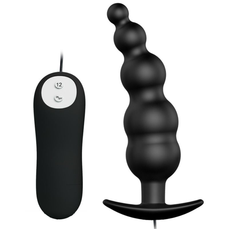 PRETTY LOVE - EXTRA STIMULATING SILICONE BUTT PLUG WITH 12 VIBRATION MODES BLACK