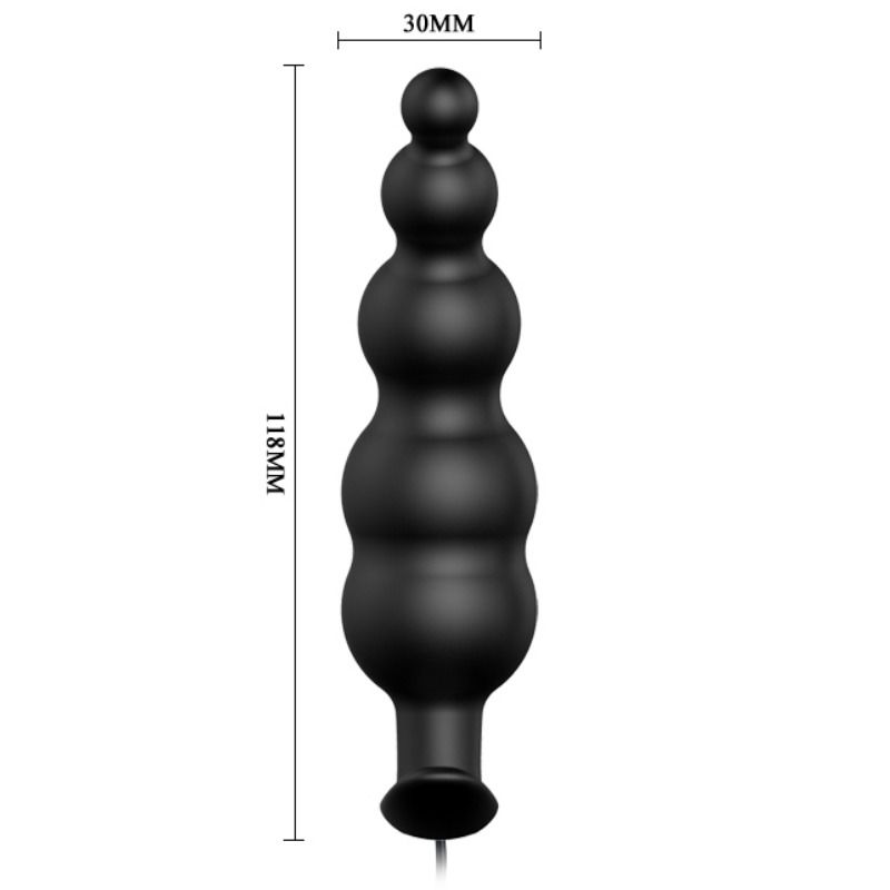 PRETTY LOVE - EXTRA STIMULATING SILICONE BUTT PLUG WITH 12 VIBRATION MODES BLACK