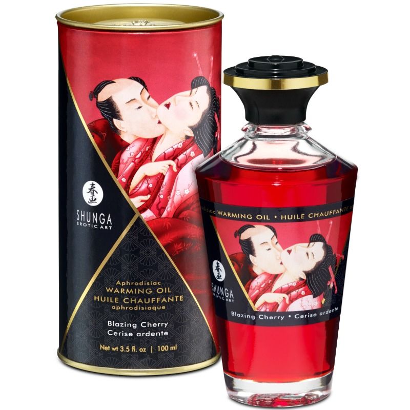 SHUNGA - OLIO DA MASSAGGIO EFFETTO CALORE AL SAPORE INTENSO DI CILIEGIA 100 ML