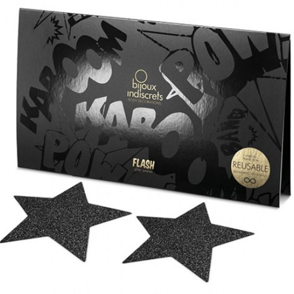 BIJOUX - CUBREPEZONES INDISCRETS STAR FLASH NEGROS