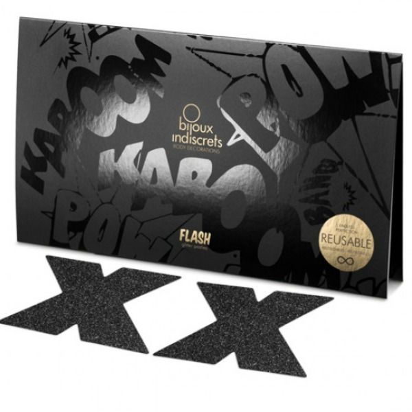 BIJOUX - INDISCRETS FLASH CROSS NIPPLE CAPS BLACK