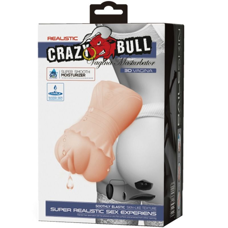 CRAZY BULL - MASTURBATORE VAGINALE IN PELLE D'ACQUA CON SFERE VIBRANTI