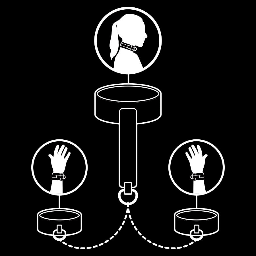FETISH SUBMISSIVE - COLLIER ET MENOTTES EN CUIR VÉGAN AVEC DOUBLURE EN NÉOPRÈNE
