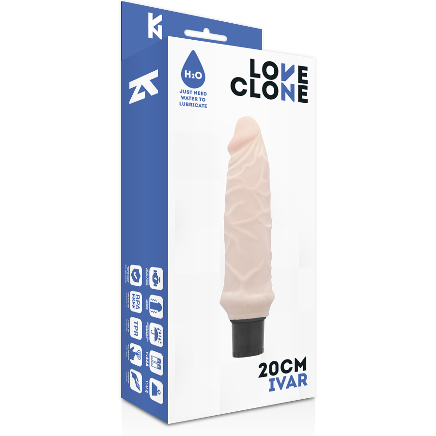 LOVECLONE - VIBRATORE AUTOLUBRIFICANTE IVAR 20 CM -Ø- 3,7 CM