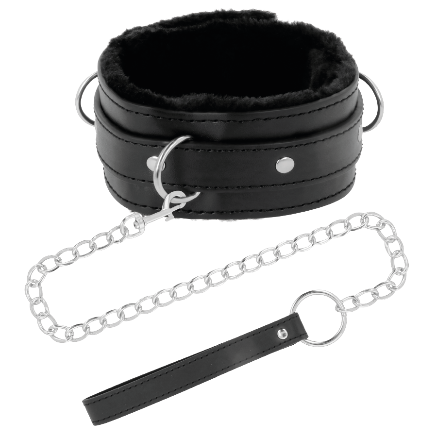 DARKNESS - COLLARE DI POSTURA COMODO CON CATENA IN PELLE