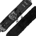 DARKNESS - ADJUSTABLE BLACK LEATHER HANDCUFFS WITH PADLOCK