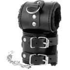 DARKNESS - MANETTE REGOLABILI IN PELLE NERA CON FODERA