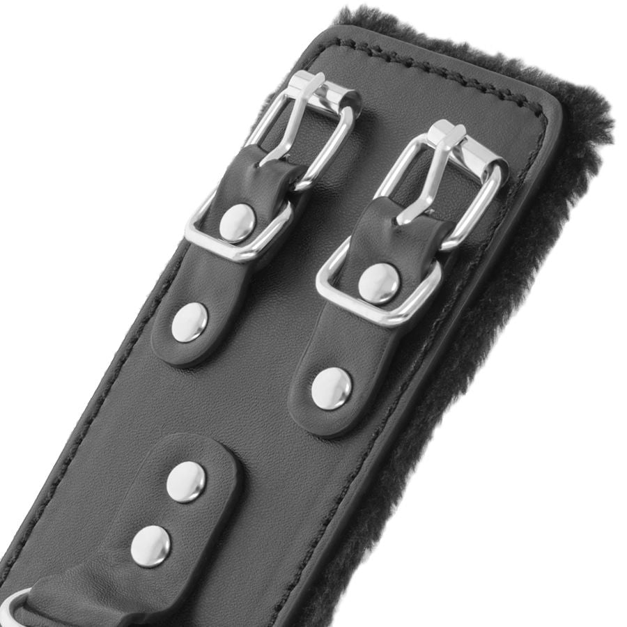 DARKNESS - MANETTE REGOLABILI IN PELLE NERA CON FODERA