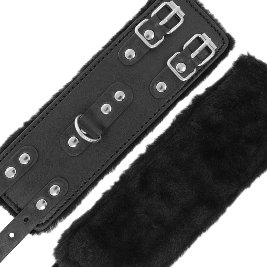 DARKNESS - MANETTE REGOLABILI IN PELLE NERA CON FODERA
