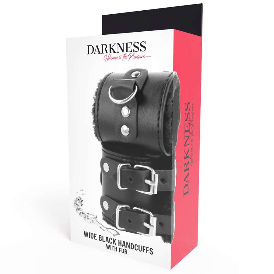 DARKNESS - MANETTE REGOLABILI IN PELLE NERA CON FODERA