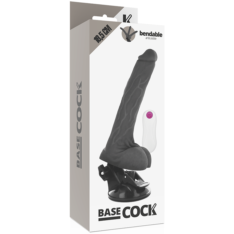 BASECOCK - VIBRATORE ARTICOLATO TELECOMANDATO NERO 18,5 CM -O- 4 CM