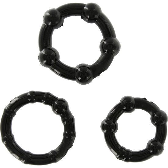 SEVEN CREATIONS - SET DI TRE ANELLI PENE NERI