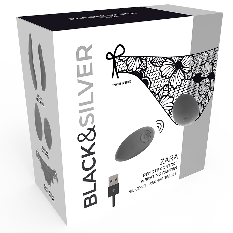 BLACK&SILVER - ZARA ESTIMULADOR A CONTROL REMOTO CON BRAGUITAS GRATIS