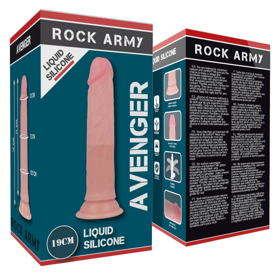 ROCKARMY - LÍQUIDO DE SILICONA PREMIUM AVENGER REALISTIC 19 CM -Ø- 3.98 CM