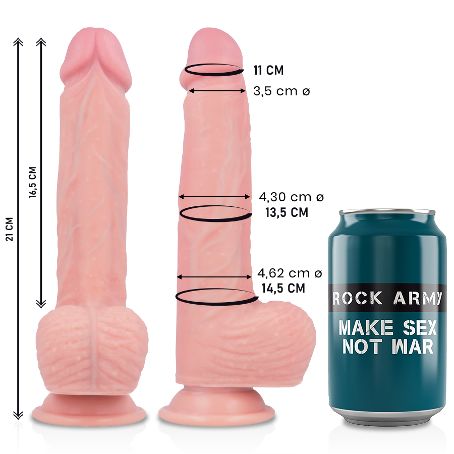 ROCKARMY - DILDO IN SILICONE LIQUIDO PREMIUM SPITFIRE 21 CM - Ø 4,62 CM