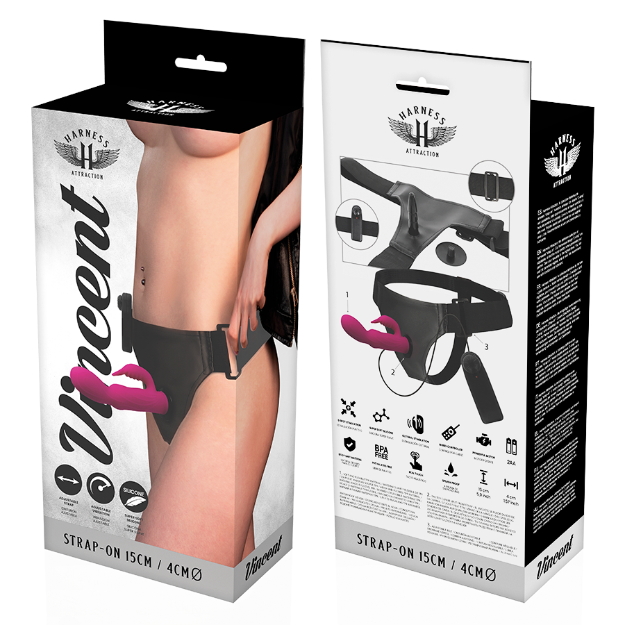 HARNESS ATTRACTION - VINCENT VIBRATING RABBIT HARNESS 15 CM -O- 4 CM