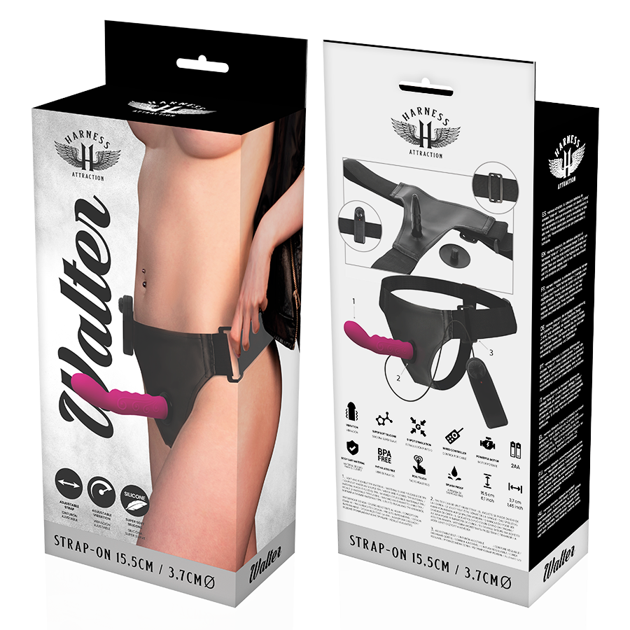 HARNESS ATTRACTION - PETTORINA WALTER CON VIBRAZIONE 15,5 CM -O- 3,7 CM