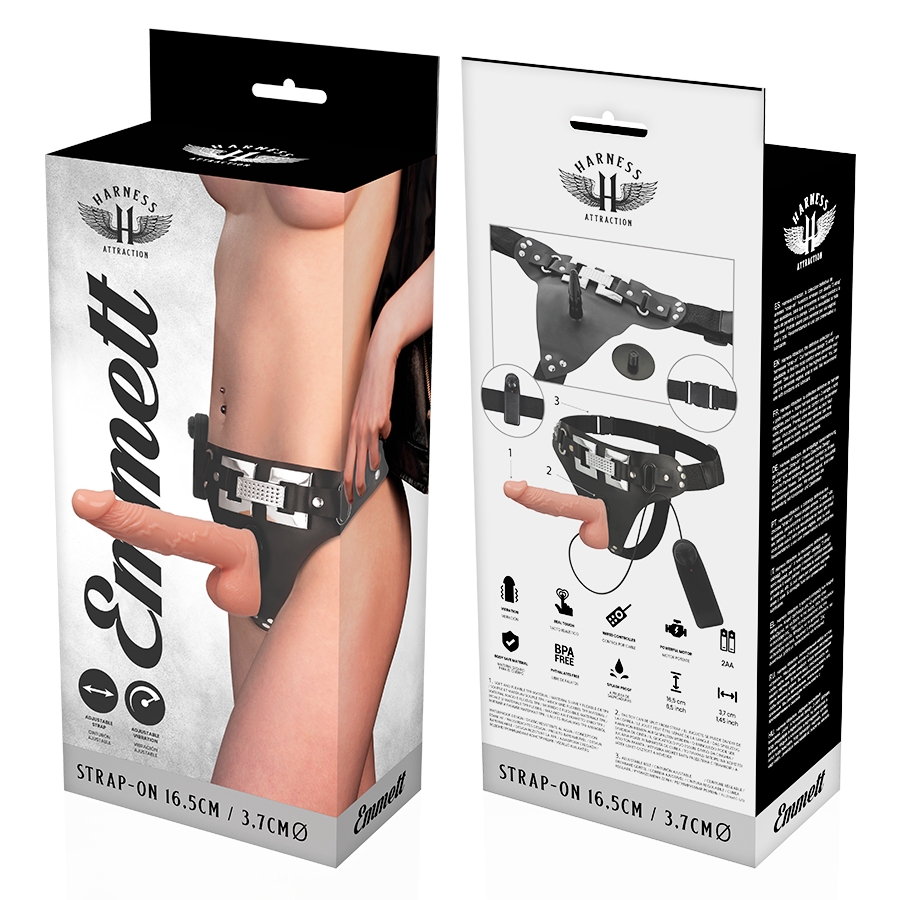 HARNESS ATTRACTION - HARNAIS EMMETT VIBRATEUR RÉALISTE 16.5 CM -O- 3.7 CM