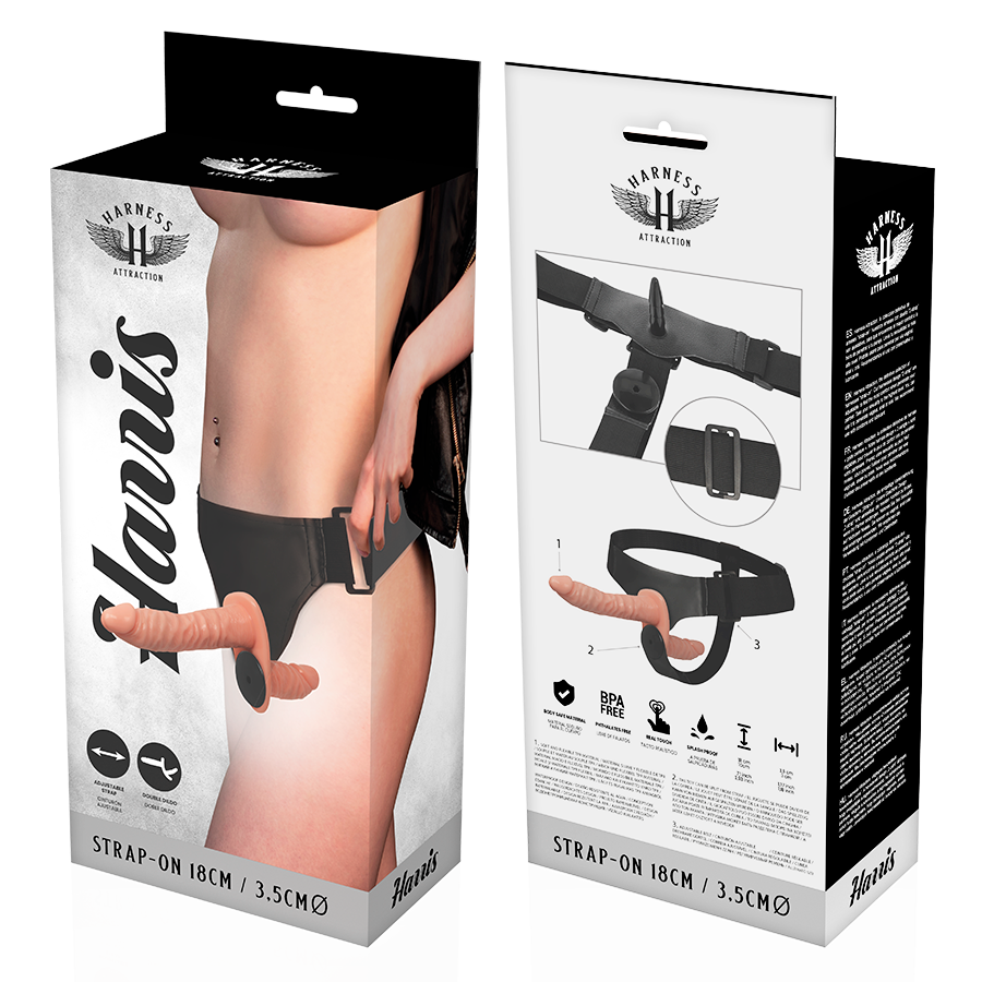 HARNESS ATTRACTION - HARRIS DOUBLE PENETRATION VIBRATING DILDO 18 CM -D- 3.5 CM