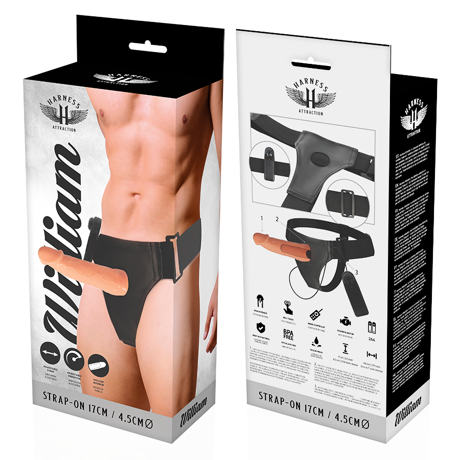 HARNESS ATTRACTION - WILLIAN HOLLOW HARNAIS AVEC VIBRATEUR 17 CM -O- 4.5 CM