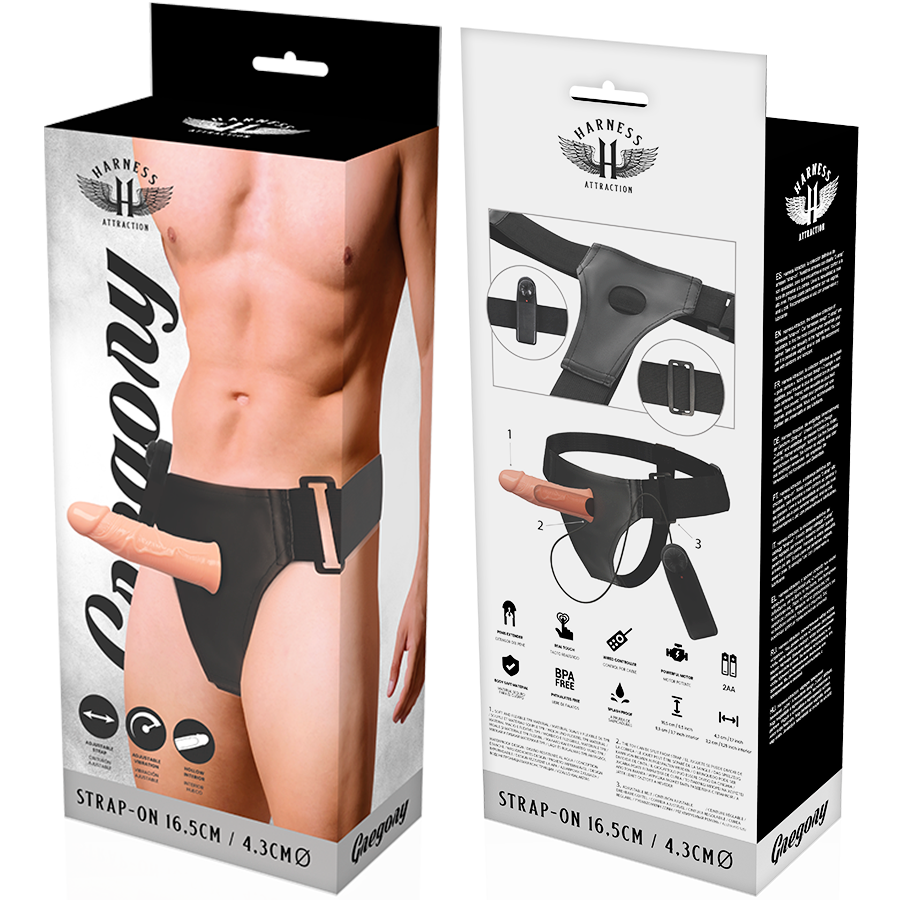 HARNESS ATTRACTION - GREGORY HOLLOW HARNAIS AVEC VIBRATEUR 16.5 CM -O- 4.3 CM