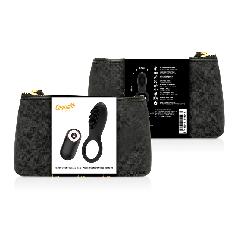 COQUETTE CHIC DESIRE - RECHARGEABLE REMOTE CONTROL COCKRING BLACK/GOLD