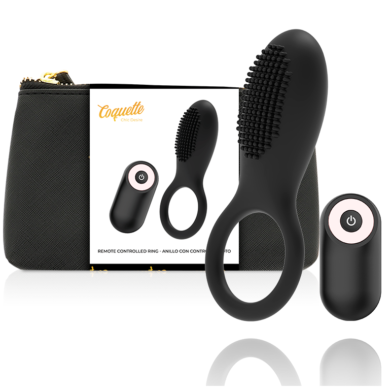COQUETTE CHIC DESIRE - RECHARGEABLE REMOTE CONTROL COCKRING BLACK/GOLD