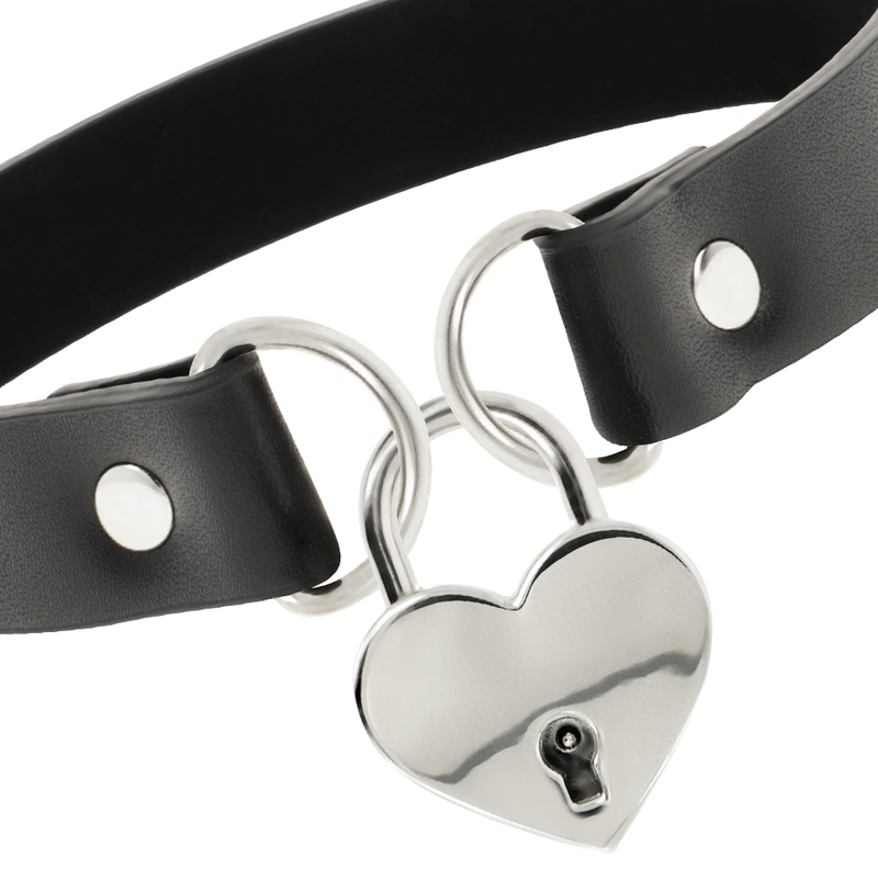 COQUETTE CHIC DESIRE - COLLANA IN PELLE VEGAN CON ACCESSORIO A CUORE CON CHIAVE