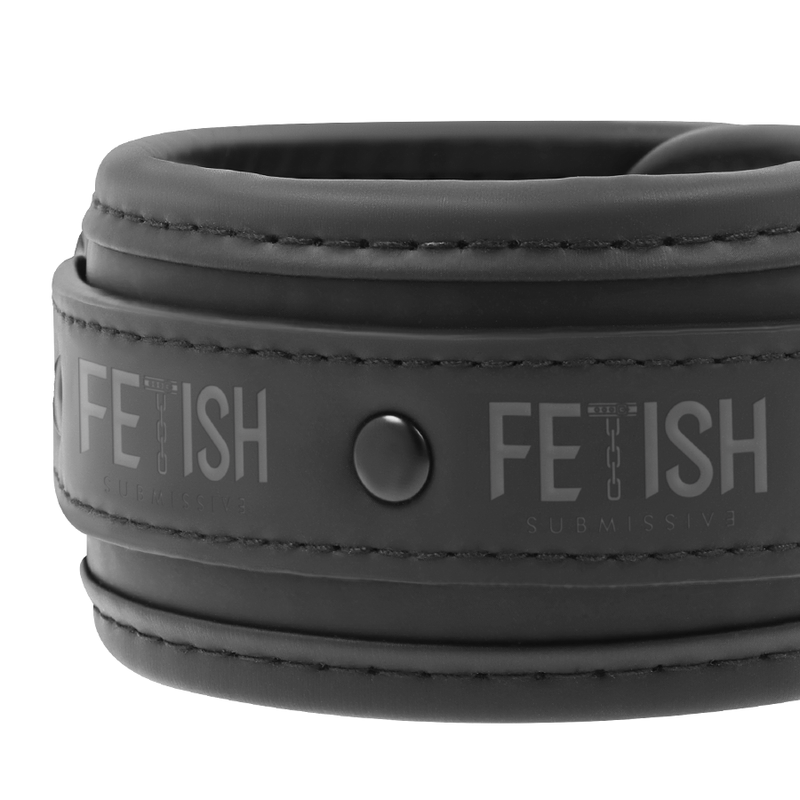 FETISH SUBMISSIVE - COLLIER ET MENOTTES EN CUIR VÉGAN AVEC DOUBLURE EN NÉOPRÈNE