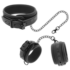 FETISH SUBMISSIVE - COLLIER ET MENOTTES EN CUIR VÉGAN AVEC DOUBLURE EN NÉOPRÈNE
