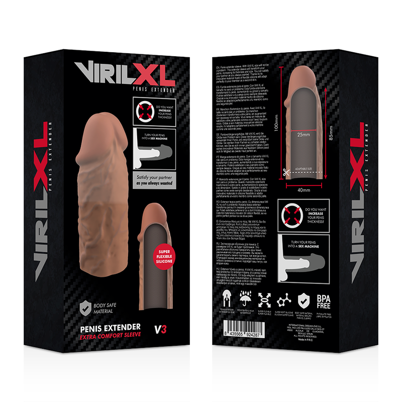 VIRILXL - EXTENSOR DE PENE MARRÓN DE SILICONA LÍQUIDA V3