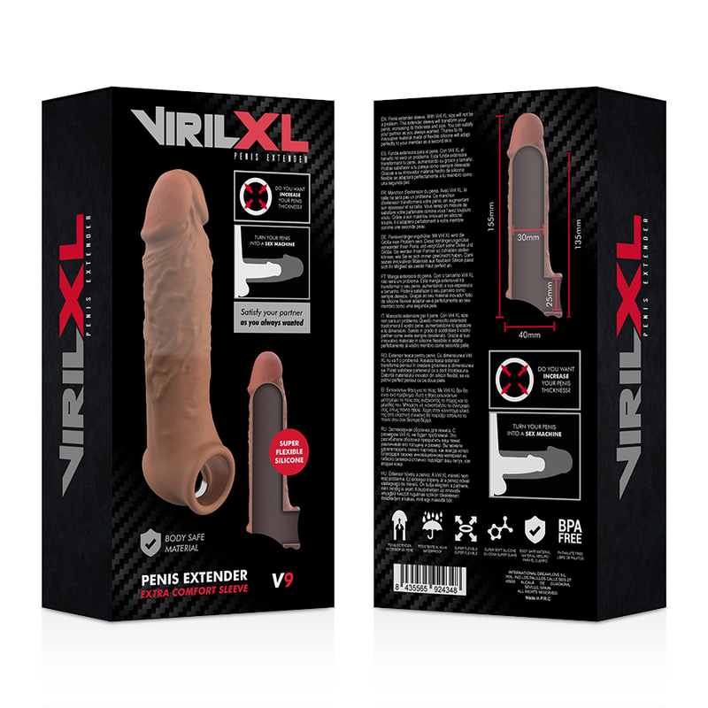 VIRILXL - ESTENSIONE PENIENA MARRONE IN SILICONE LIQUIDO V9