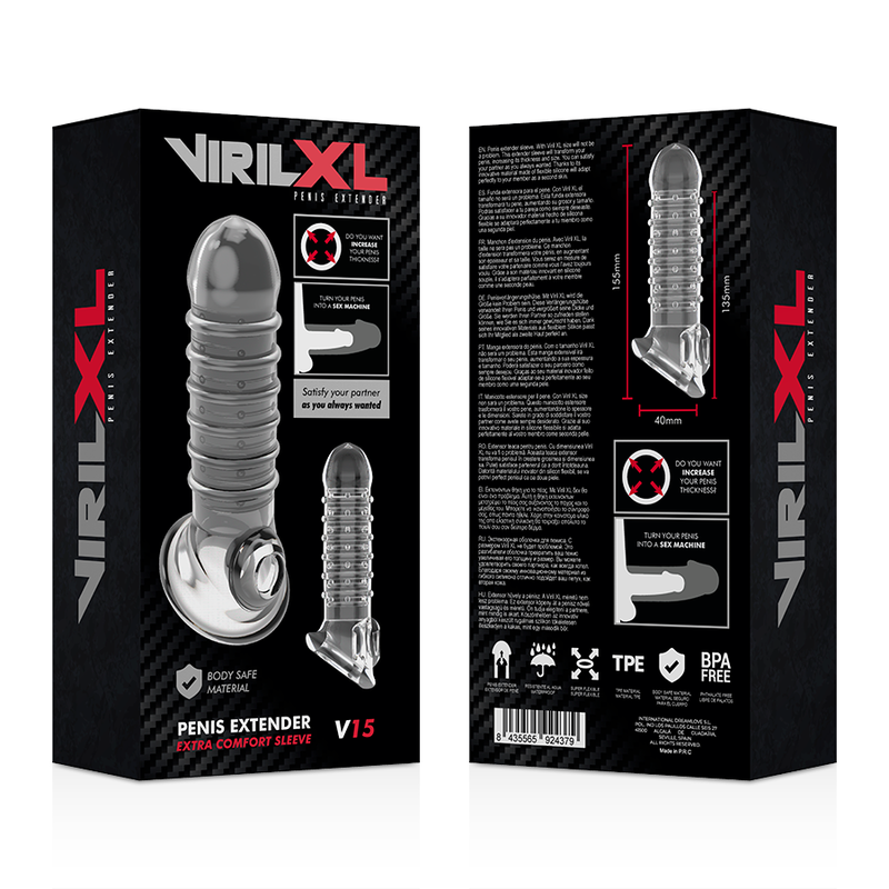 VIRILXL - EXTENSIÓN DE PENE Y FUNDA V15 TRANSPARENTE