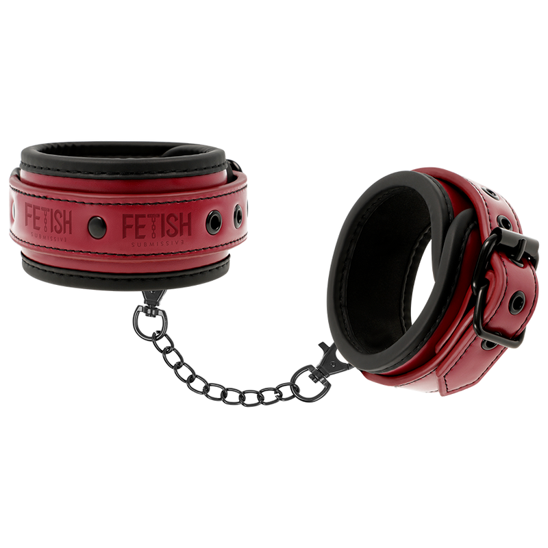 FETISH SUBMISSIVE DARK ROOM - VEGAN LEATHER ANKLE CUFFS WITH NEOPRENE LINING