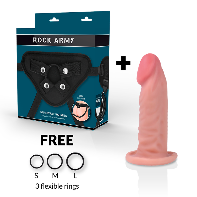 ROCKARMY - IMBRACATURA + DILDO REALISTICO TIGRE DOPPIA DENSITÀ 14 CM -Ø- 4,46 CM